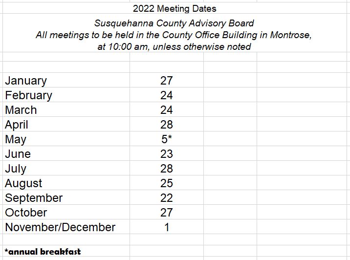 2022 susquehanna meeting dates